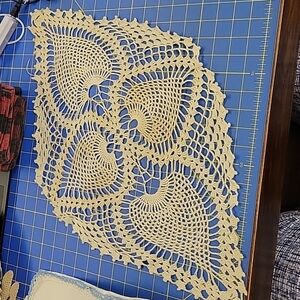 Vintage Doily Oval Eye Shape 15" x 22" Crochet Estate Sale Find See photo detail